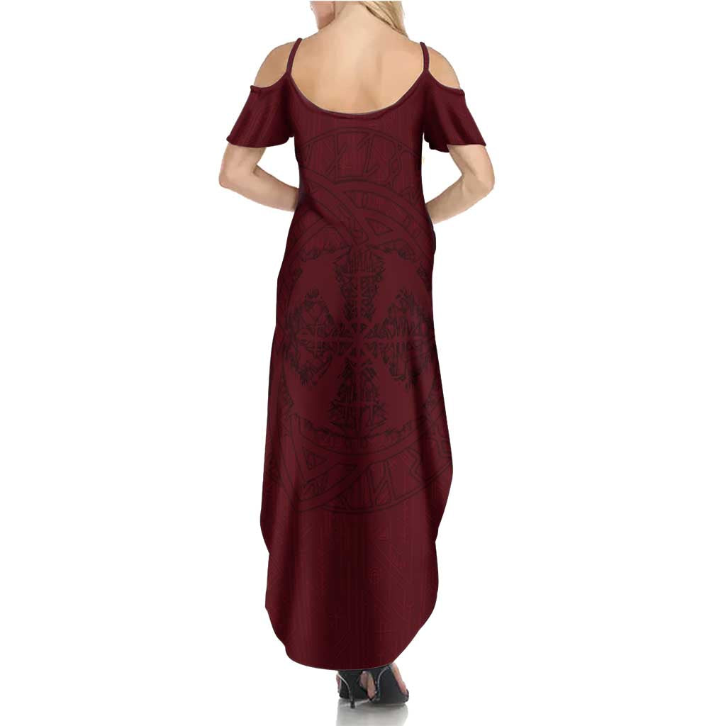 Demonic Skull Sigil Vikings Summer Maxi Dress Dark Gothic Rune Grunge Illustration