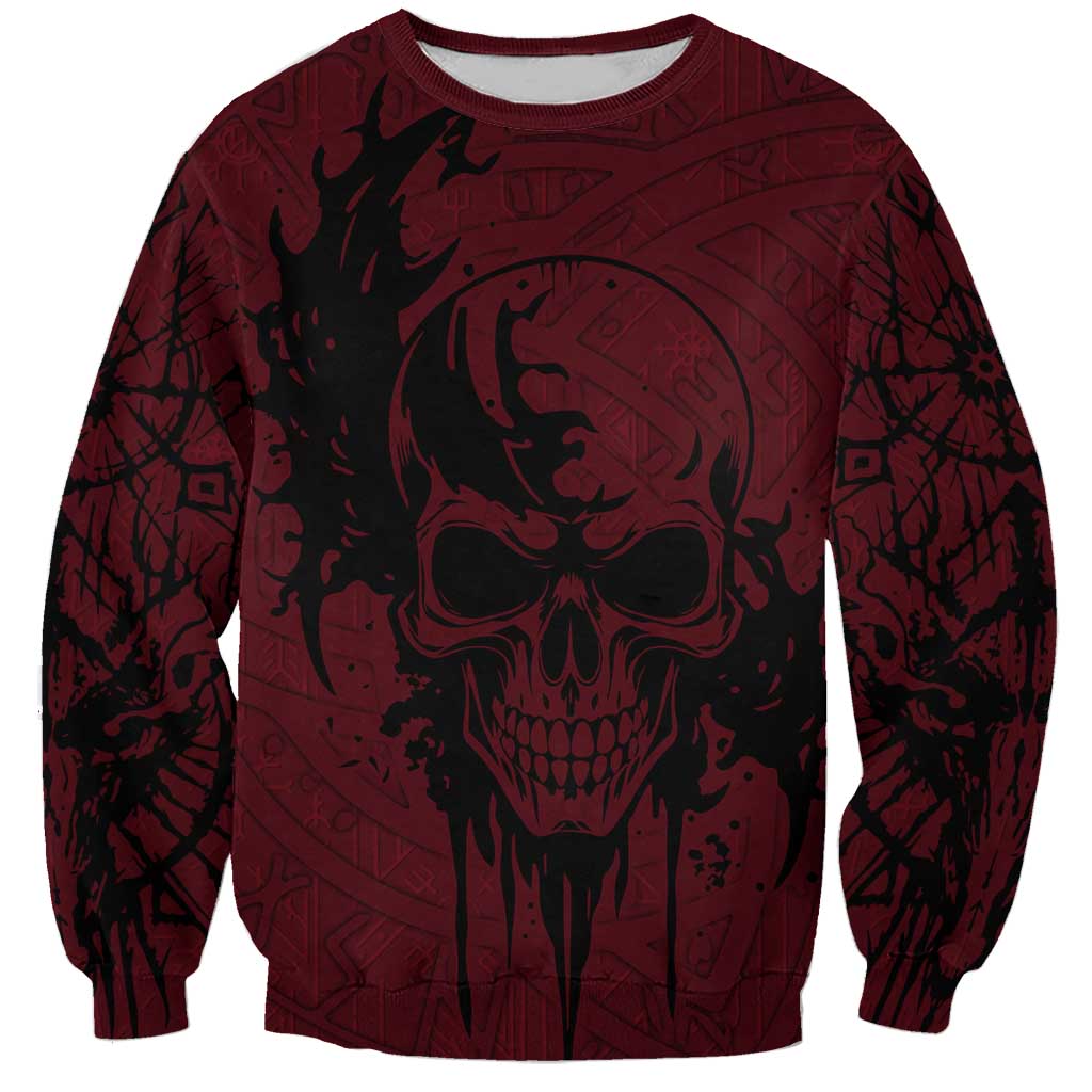 Demonic Skull Sigil Vikings Sweatshirt Dark Gothic Rune Grunge Illustration