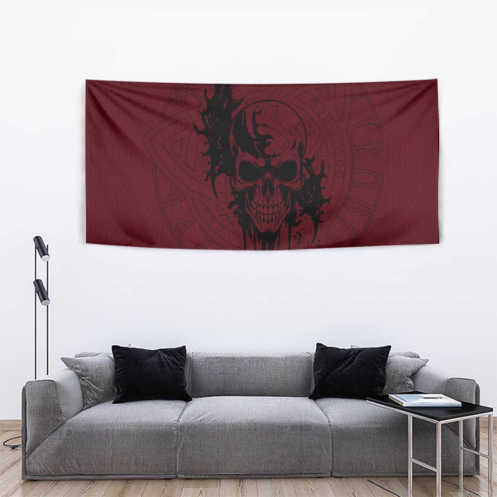 Demonic Skull Sigil Vikings Tapestry Dark Gothic Rune Grunge Illustration