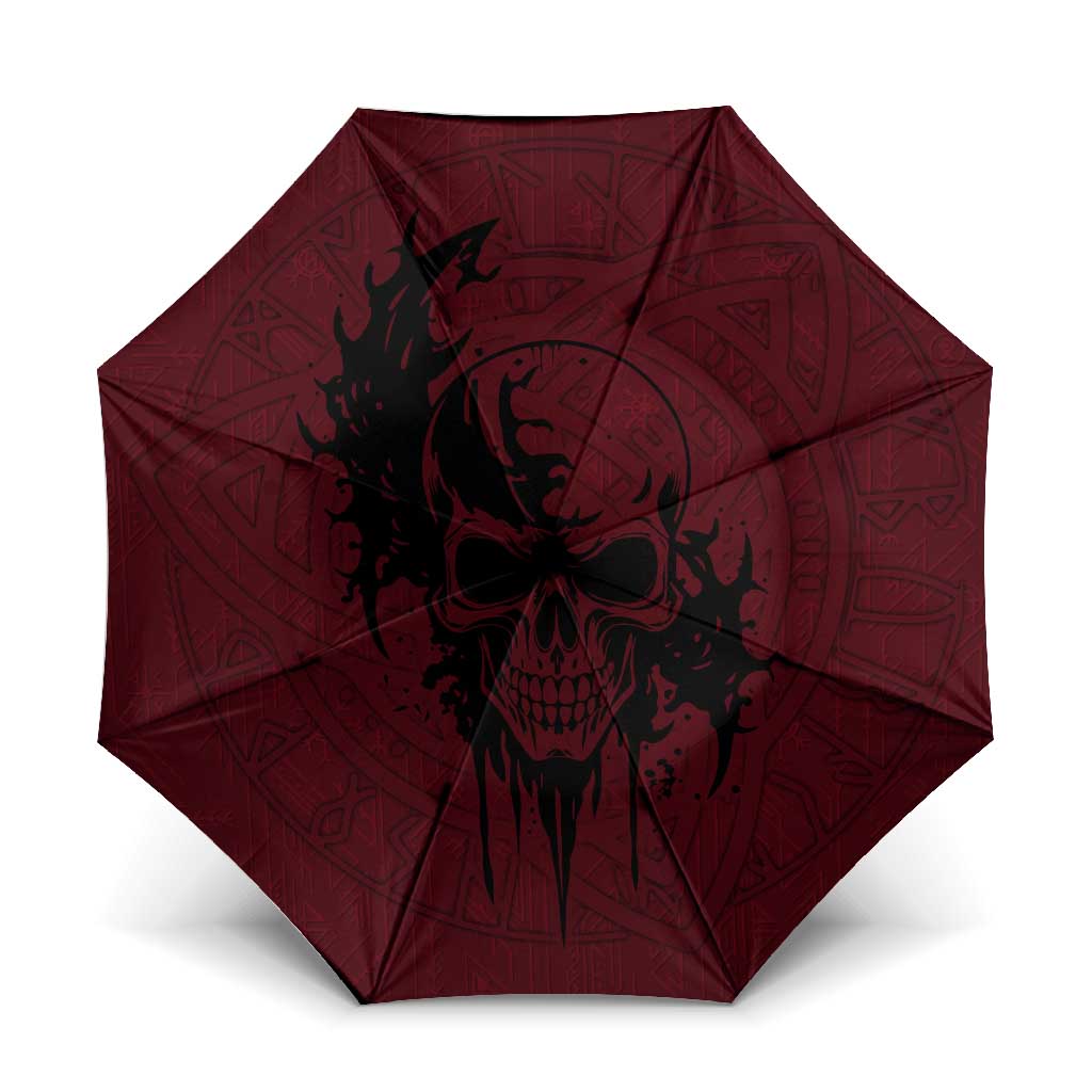 Demonic Skull Sigil Vikings Umbrella Dark Gothic Rune Grunge Illustration