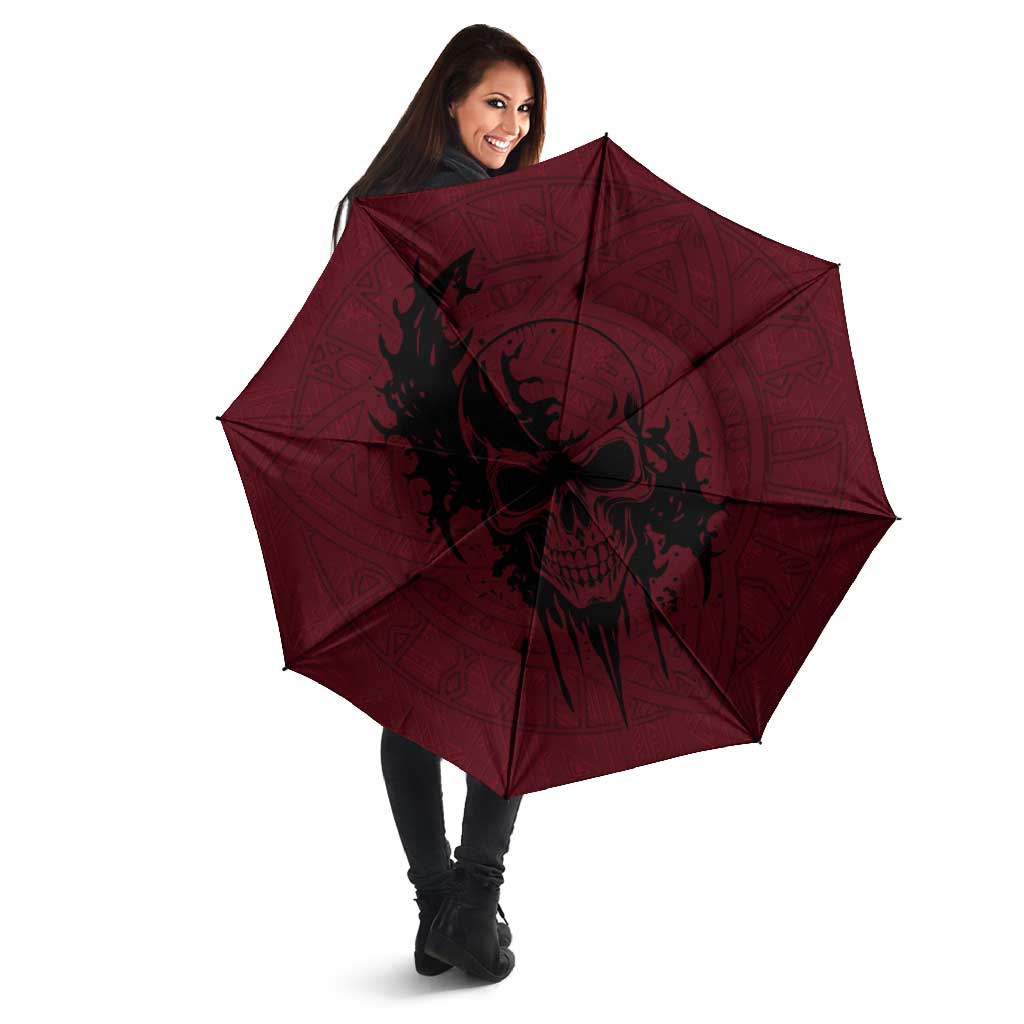 Demonic Skull Sigil Vikings Umbrella Dark Gothic Rune Grunge Illustration