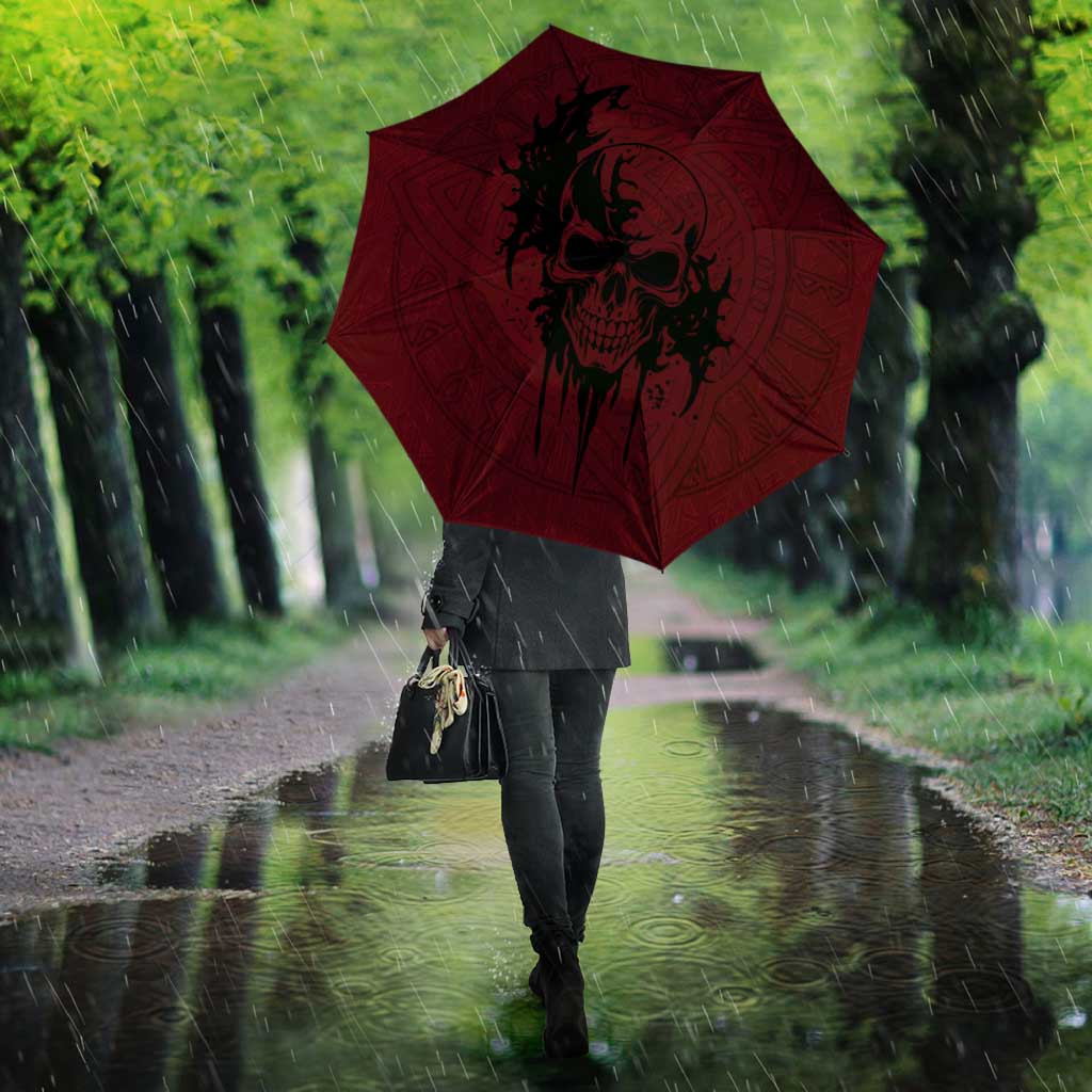 Demonic Skull Sigil Vikings Umbrella Dark Gothic Rune Grunge Illustration