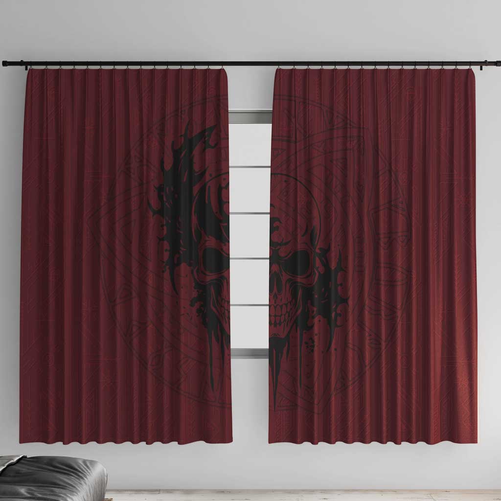 Demonic Skull Sigil Vikings Window Curtain Dark Gothic Rune Grunge Illustration