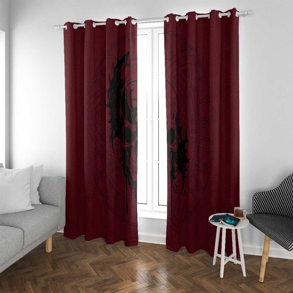 Demonic Skull Sigil Vikings Window Curtain Dark Gothic Rune Grunge Illustration