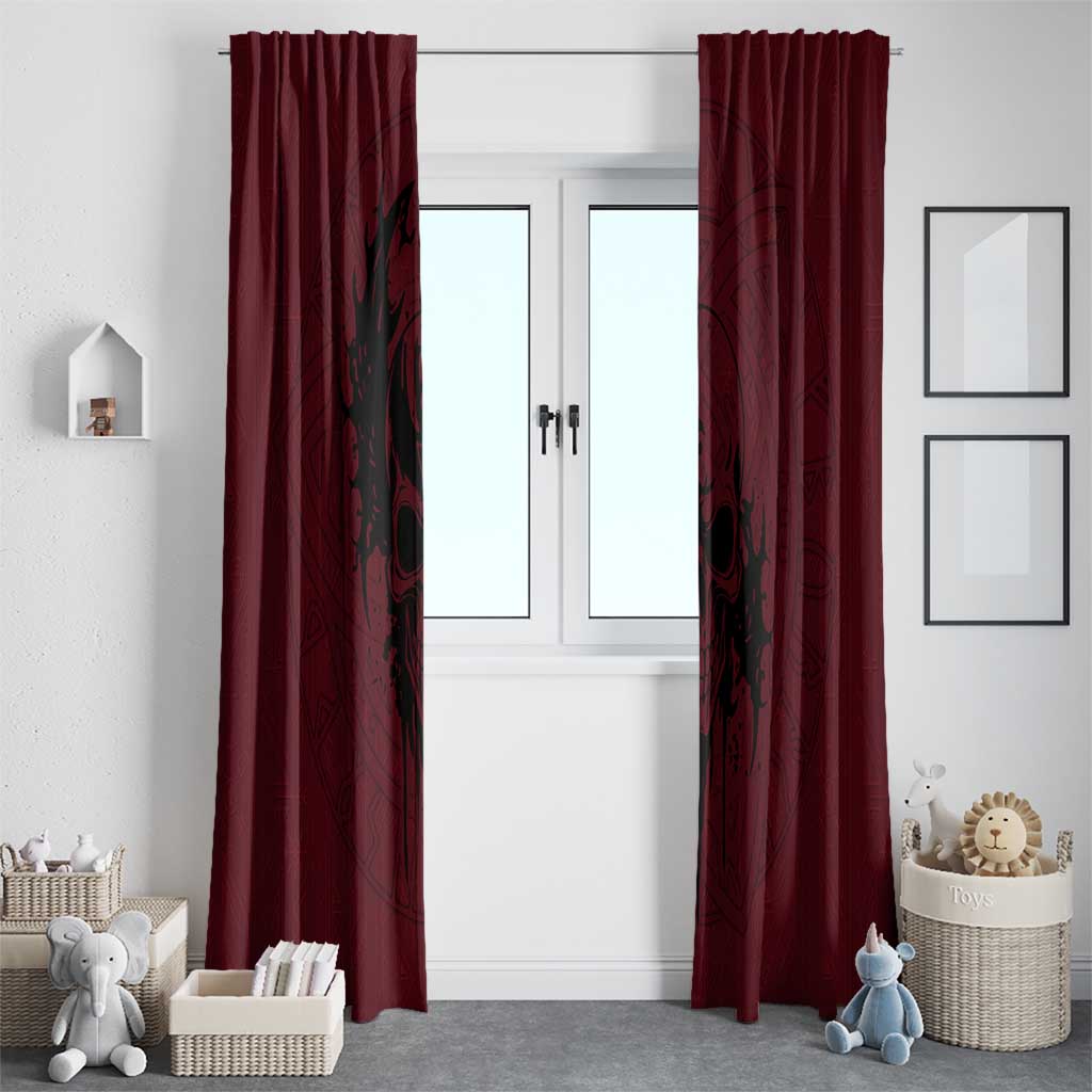 Demonic Skull Sigil Vikings Window Curtain Dark Gothic Rune Grunge Illustration