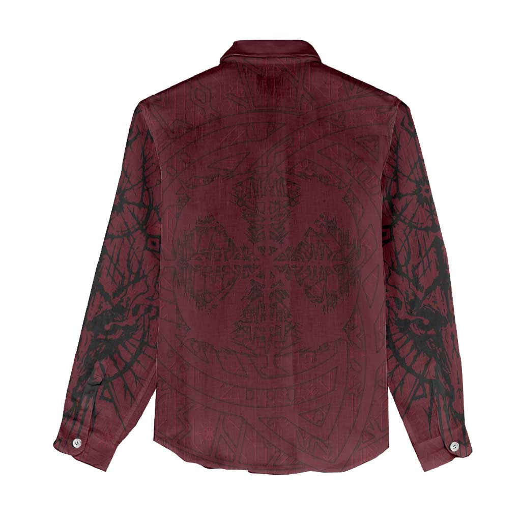 Demonic Skull Sigil Vikings Women Casual Shirt Dark Gothic Rune Grunge Illustration