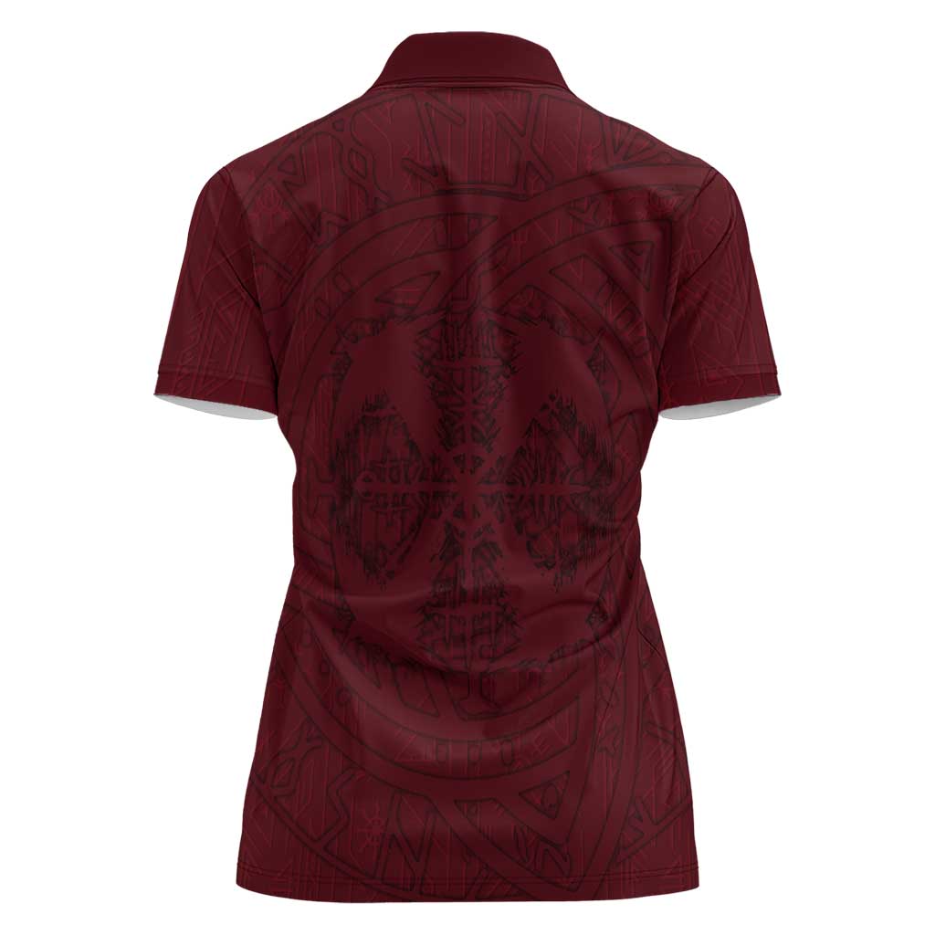 Demonic Skull Sigil Vikings Women Polo Shirt Dark Gothic Rune Grunge Illustration