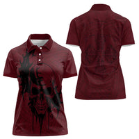 Demonic Skull Sigil Vikings Women Polo Shirt Dark Gothic Rune Grunge Illustration