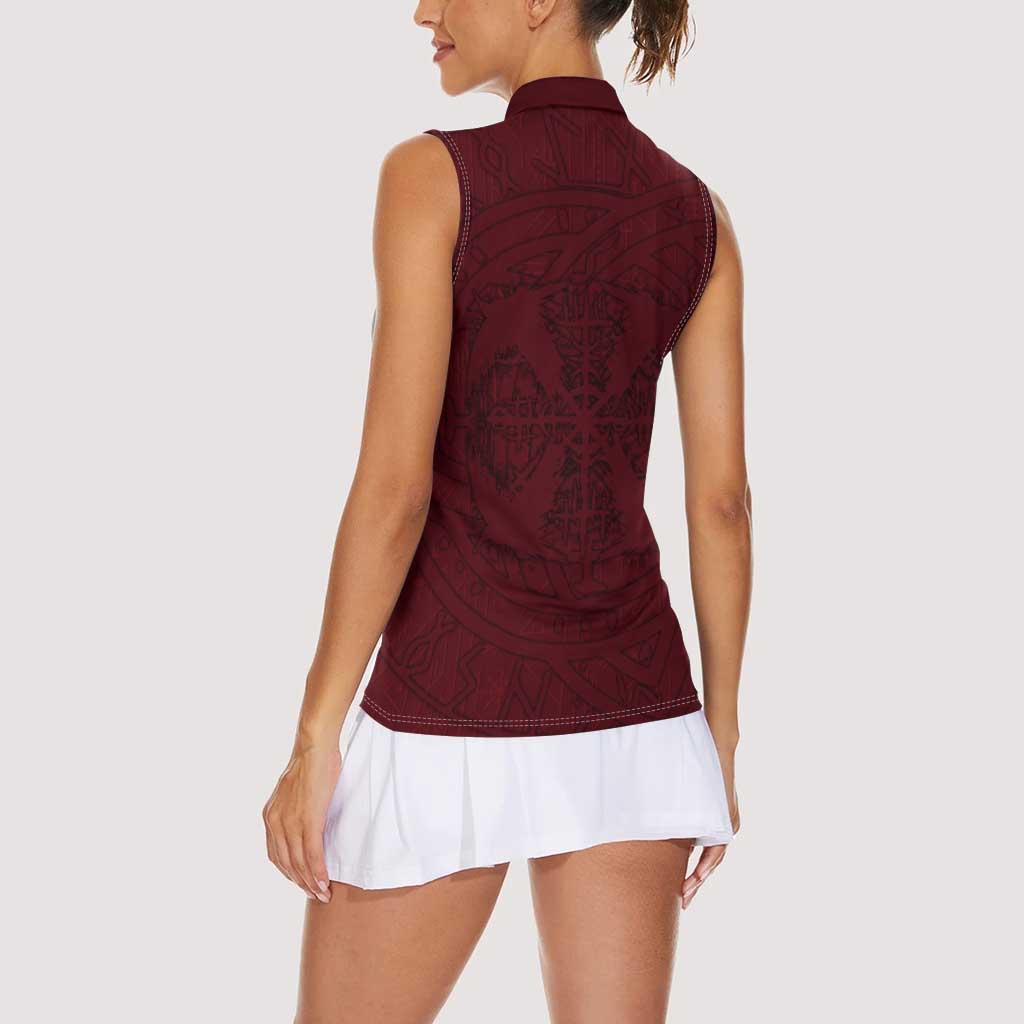Demonic Skull Sigil Vikings Women Sleeveless Polo Shirt Dark Gothic Rune Grunge Illustration