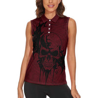 Demonic Skull Sigil Vikings Women Sleeveless Polo Shirt Dark Gothic Rune Grunge Illustration