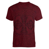 Demonic Skull Sigil Vikings Women V-Neck T-Shirt Dark Gothic Rune Grunge Illustration