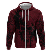 Demonic Skull Sigil Vikings Zip Hoodie Dark Gothic Rune Grunge Illustration