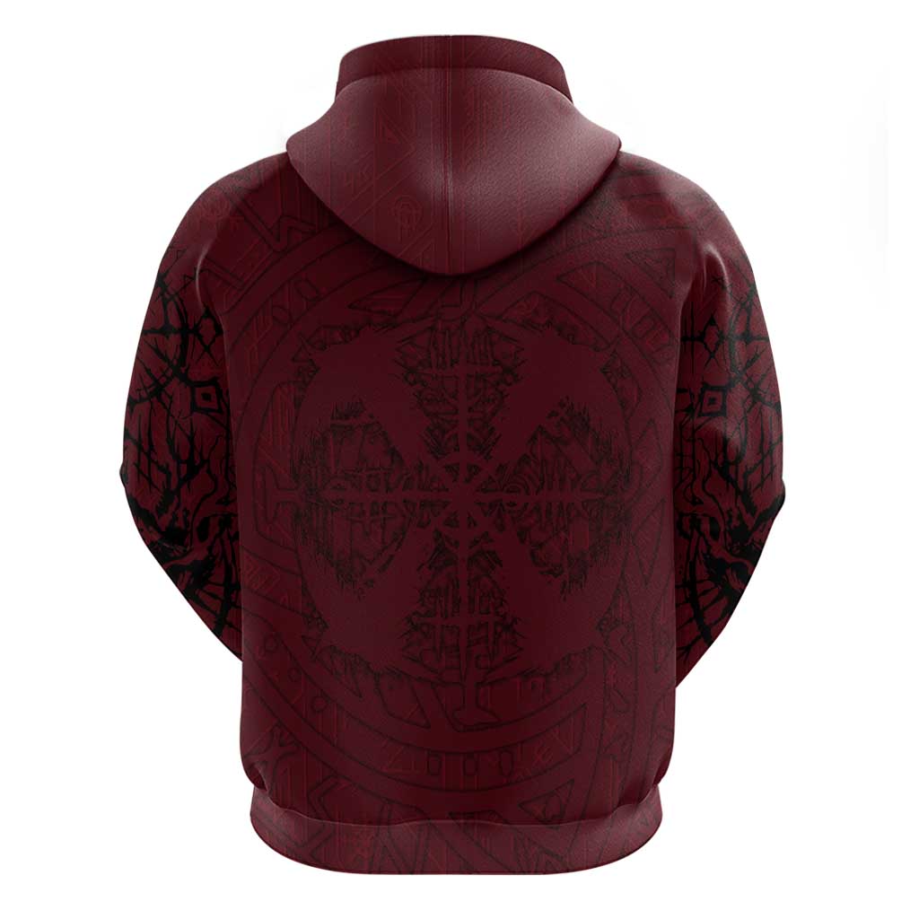 Demonic Skull Sigil Vikings Zip Hoodie Dark Gothic Rune Grunge Illustration