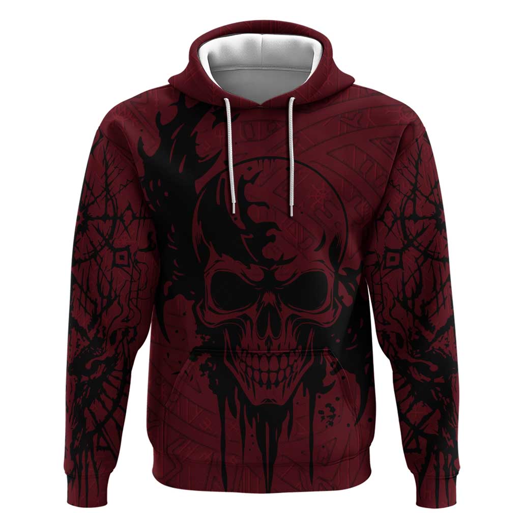 Demonic Skull Sigil Vikings Zip Hoodie Dark Gothic Rune Grunge Illustration