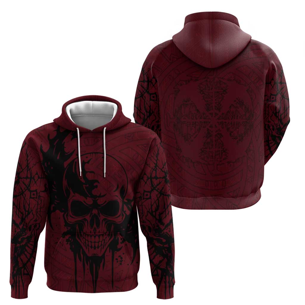 Demonic Skull Sigil Vikings Zip Hoodie Dark Gothic Rune Grunge Illustration