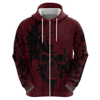 Demonic Skull Sigil Vikings Zip Hoodie Dark Gothic Rune Grunge Illustration