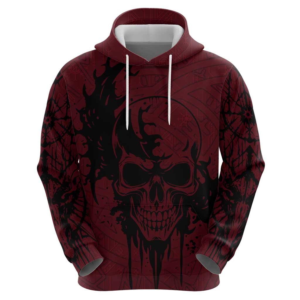 Demonic Skull Sigil Vikings Zip Hoodie Dark Gothic Rune Grunge Illustration