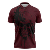 Demonic Skull Sigil Vikings Zipper Polo Shirt Dark Gothic Rune Grunge Illustration