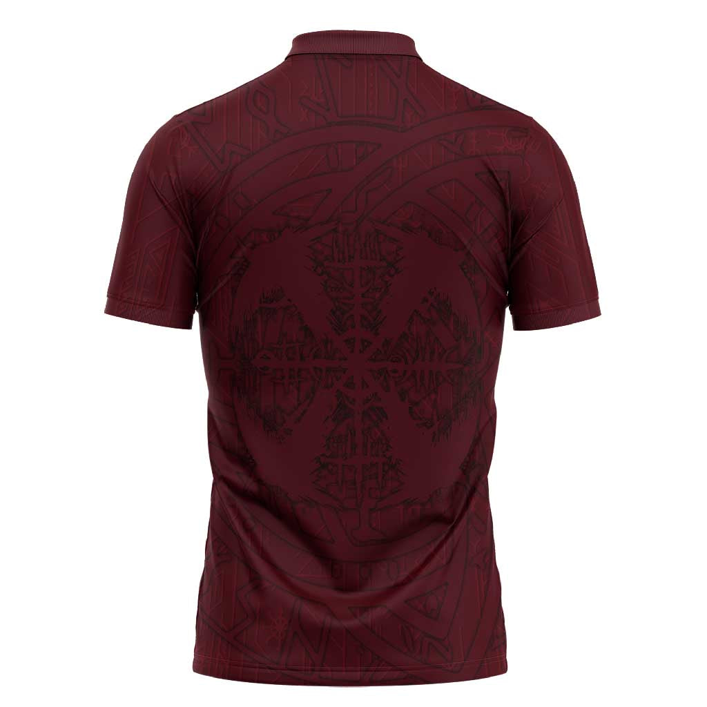 Demonic Skull Sigil Vikings Zipper Polo Shirt Dark Gothic Rune Grunge Illustration