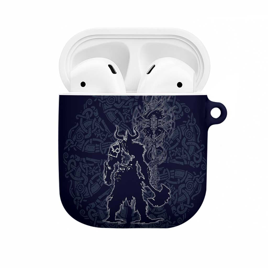 Odin Silhouette with Raven and Valknut AirPods Case Nordic Mythology Line Art Illustration