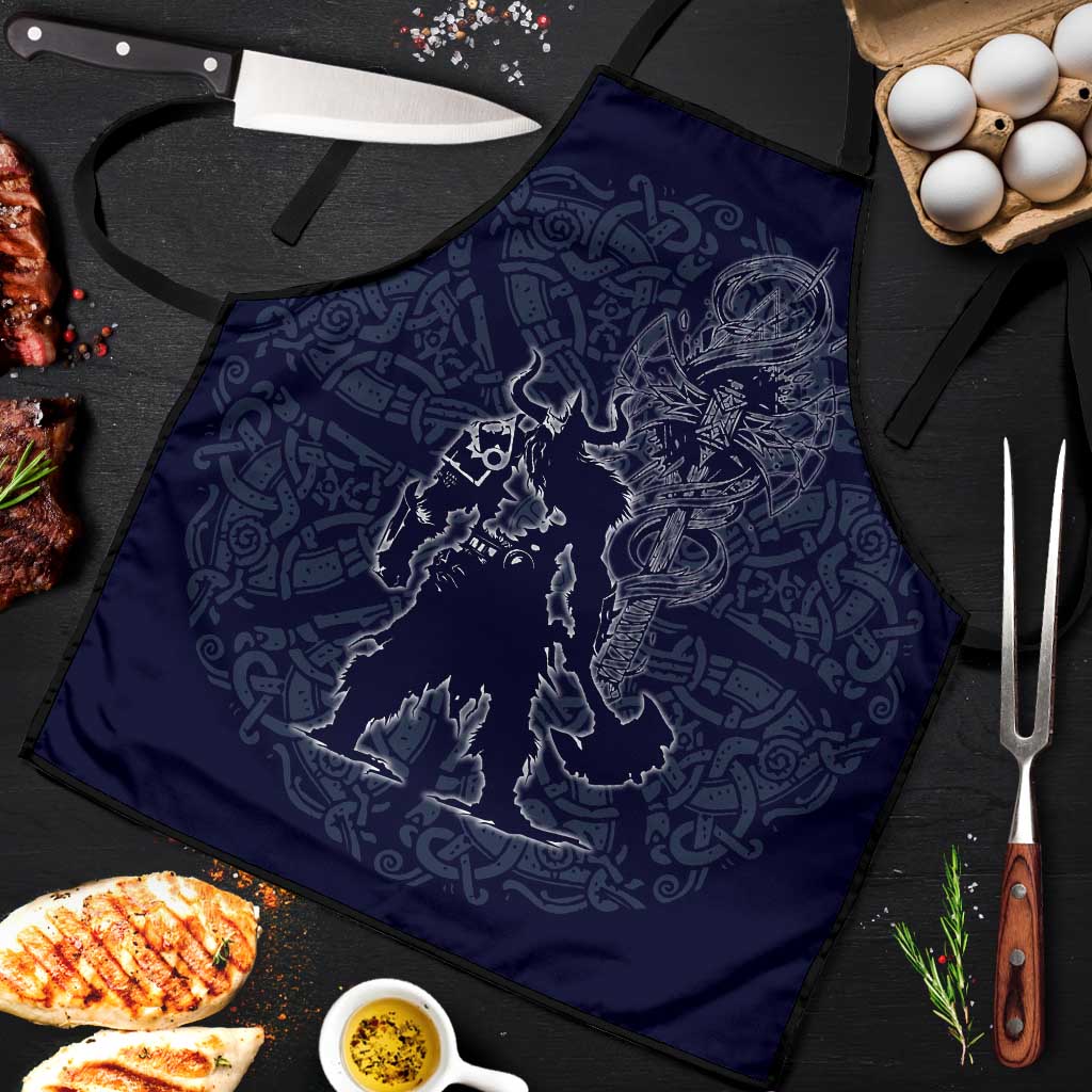 Odin Silhouette with Raven and Valknut Apron Nordic Mythology Line Art Illustration