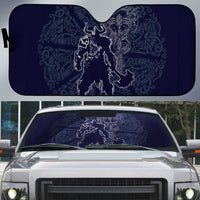 Odin Silhouette with Raven and Valknut Auto Sun Shade Nordic Mythology Line Art Illustration