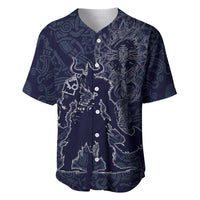 Odin Silhouette with Raven and Valknut Baseball Jersey Nordic Mythology Line Art Illustration