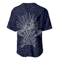 Odin Silhouette with Raven and Valknut Baseball Jersey Nordic Mythology Line Art Illustration
