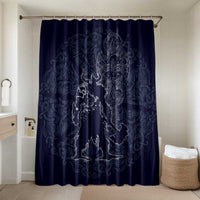 Odin Silhouette with Raven and Valknut Bathroom Set Nordic Mythology Line Art Illustration