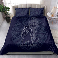 Odin Silhouette with Raven and Valknut Bedding Set Nordic Mythology Line Art Illustration