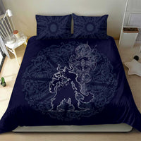Odin Silhouette with Raven and Valknut Bedding Set Nordic Mythology Line Art Illustration