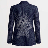 Odin Silhouette with Raven and Valknut Blazer Nordic Mythology Line Art Illustration
