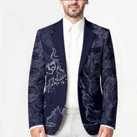 Odin Silhouette with Raven and Valknut Blazer Nordic Mythology Line Art Illustration