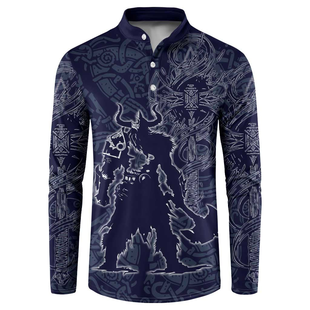 Odin Silhouette with Raven and Valknut Button Sweatshirt Nordic Mythology Line Art Illustration