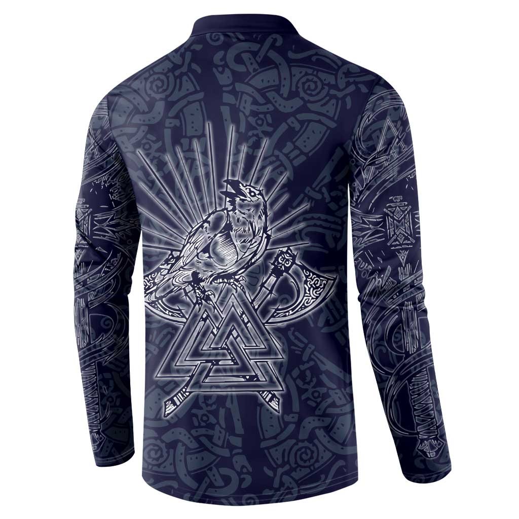Odin Silhouette with Raven and Valknut Button Sweatshirt Nordic Mythology Line Art Illustration