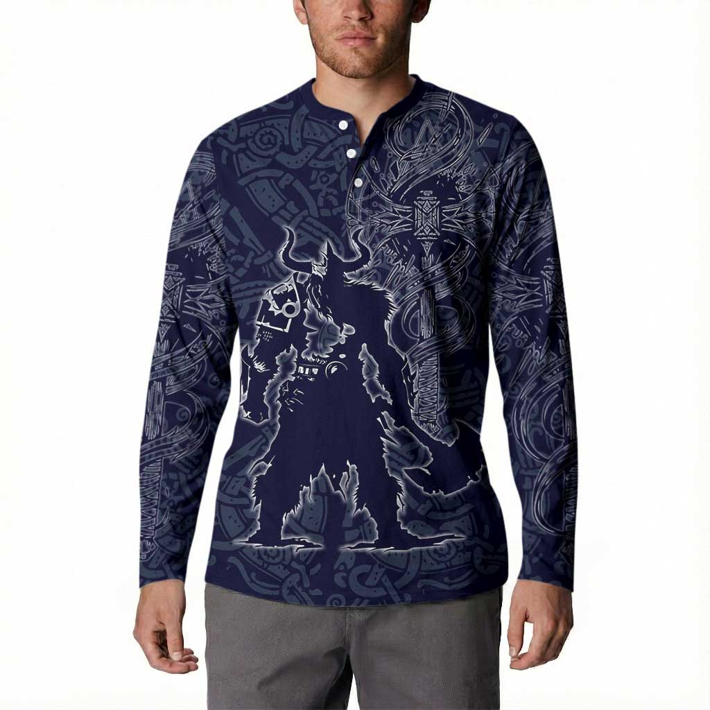 Odin Silhouette with Raven and Valknut Button Sweatshirt Nordic Mythology Line Art Illustration