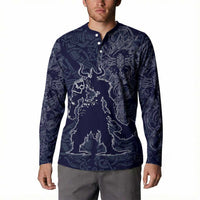 Odin Silhouette with Raven and Valknut Button Sweatshirt Nordic Mythology Line Art Illustration