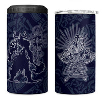 Odin Silhouette with Raven and Valknut 4 in 1 Can Cooler Tumbler Nordic Mythology Line Art Illustration