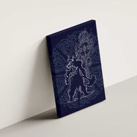 Odin Silhouette with Raven and Valknut Canvas Wall Art Nordic Mythology Line Art Illustration