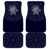 Odin Silhouette with Raven and Valknut Car Mats Nordic Mythology Line Art Illustration