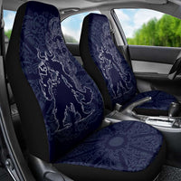 Odin Silhouette with Raven and Valknut Car Seat Cover Nordic Mythology Line Art Illustration