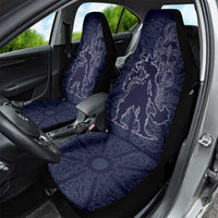 Odin Silhouette with Raven and Valknut Car Seat Cover Nordic Mythology Line Art Illustration