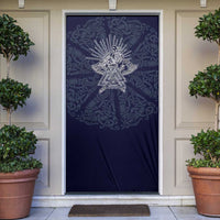 Odin Silhouette with Raven and Valknut Door Cover Nordic Mythology Line Art Illustration