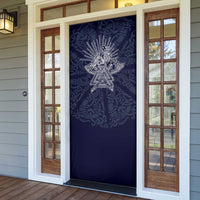 Odin Silhouette with Raven and Valknut Door Cover Nordic Mythology Line Art Illustration