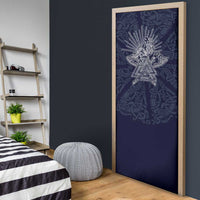 Odin Silhouette with Raven and Valknut Door Cover Nordic Mythology Line Art Illustration