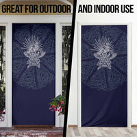 Odin Silhouette with Raven and Valknut Door Cover Nordic Mythology Line Art Illustration