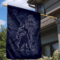 Odin Silhouette with Raven and Valknut Garden Flag Nordic Mythology Line Art Illustration