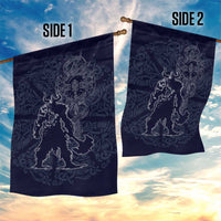 Odin Silhouette with Raven and Valknut Garden Flag Nordic Mythology Line Art Illustration