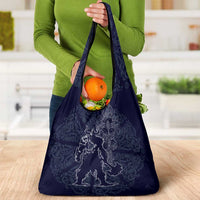 Odin Silhouette with Raven and Valknut Grocery Bag Nordic Mythology Line Art Illustration