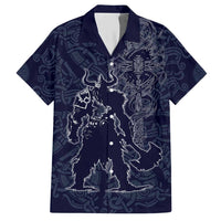Odin Silhouette with Raven and Valknut Hawaiian Shirt Nordic Mythology Line Art Illustration